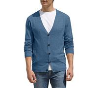 Hisir Strickjacke Herren Pullover V Ausschnitt Leichte Cardigan Elegant Winterjacke Klassischer Warme Weiche Strickjacken mit Knöpfe für Männer (VC Blau, M)