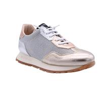 HISPANITAS Sneakers aus Leder mit elastischem Kordelzug, Gummisohle, Netz, Hohlraum, Wildleder, Nubuk, für Damen, silber, 41 EU