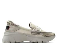 Hispanitas - Mokassinschuh aus Leder, nautisch verziert, Augenmaske, ohne Schnürsenkel, weiße Gummisohle, durchbrochen, Mesh für: Damen, Sekt, 38 EU