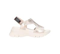 Hispanitas Sandalen, Flip-Flops, lässig, Keilabsatz, Klettverschluss, weiße Gummisohle, Leder, Riemen, einfach, für: Damen, Sekt, 37 EU