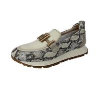 Hispanitas - Mokassinschuh aus Leder, nautisch verziert mit Kette, ohne Schnürsenkel, weiße Gummisohle, Gitter, Schuh, für Damen, Taupe, 38 EU