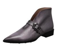 Hispanitas Turin Damen Stiefelette aus Echtleder in Blei Grau Silber mit Blockabsatz. Silber Gr. 40