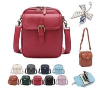 HItianya Diebstahlsichere Crossbody Tasche Damen, Upgrade Crossbody Bag Damen Vintage, mit 3 FäChern, 10 Rfid-KartenfäChern (Rot)