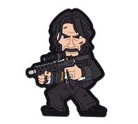 Hitman John AR Cartoon Sicario Morale Patch 75mm mit Hakenklett für Rucksäcke, Caps, Jacken oder alle anderen Oberflächen mit Klettaufnahme