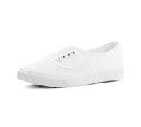 Hitmars Damen Convas Sneaker Freizeit Leicht Stoff Schuhe Low Top Keine Schnürsenkel Segeltuchschuhe Atmungsaktive Bequeme 02 Weiß EU35