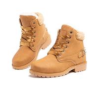 Hitmars Winterstiefel Damen Gefüttert Winterschuhe Stiefeletten Warm Winter Stiefel Kurzschaft Schneestiefel Boots Frauen Wandern Khaki-1 40 EU