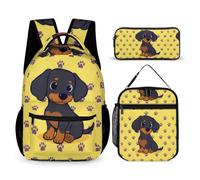 Hixingo 3er Set Schulranzen mit Isolierte Kühltasche und Federmäppchen (Süßer Hund 1,One Size)
