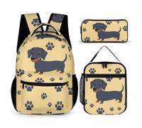 Hixingo 3er Set Schulranzen mit Isolierte Kühltasche und Federmäppchen (Süßer Hund 2,One Size)