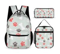 Hixingo 3er Set Schulranzen mit Isolierte Kühltasche und Federmäppchen (Süßer Hund 7,One Size)