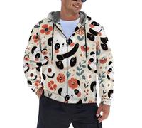 Hixingo Kapuzen Sweatshirt Jacke Herren, Panda-Print Kapuzenjacke Fleece Durchgehendem Reißverschluss S-5XL Warme Sweatjacke mit Kapuze Langarm Kapuzenpullover Kapuzenpulli (Orange,M)