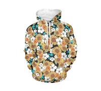 Hixingo Kapuzenpullover Hoodie Herren, 3D Drucken Blumen Muster Hoodie Damen Unisex Oversized Langarm Pullover mit Drawstring und Kängurutasche Pullover Sweatshirt