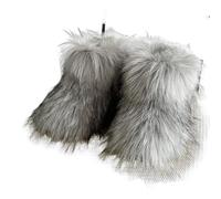 Hixingo Kunstpelz Winterstiefel Stiefel Mädchen 23-34, Stiefeletten mit Plüsch Mädchen Warme Bequem Kunstpelz Plüsch Schuhe Kinder für Kaltes Wetter und 2-10 Jahre (Hellgrau,33)