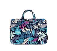 Hixingo Laptop-Handtasche für Frauen 12 13 14 15 Zoll Elegant Blumen Aktentasche GroßeComputer-Umhängetasche Arbeitstasche Messenger Bag Laptoptasche (Blaue Blätter,13 Zoll)