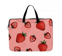 Hixingo Laptop-Handtasche für Frauen 13 14 15 Zoll Aktentasche 3D Druckmuster Arbeitstasche Computer-Tasche Tragbare Bag Laptop-Schutzhülle Laptoptasche (13”,Erdbeere 2)