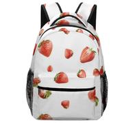 Hixingo Rucksack Kinder Kindergartenrucksack für Mädchen/Jungen, 3D Erdbeere Druck Kinderrucksack, Grosse Kita KapazitätSchulranzen Komfort Schulranzen (Weiß 4,42x31x15cm)