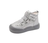 Hixingo Stiefel Mädchen Glitzer 26-34, Stiefeletten Mädchen Reißverschluss Winterstiefel Gefüttert mit Absatz Prinzessin Schuhe Kinder Glitzer für 2-10 Jahre (445 Silber,31)