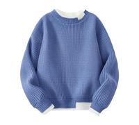 Hixingo Strickpullover Mädchen Jungen, Pullover Kleinkind Strickpullover Langarm Knitted Sweater Kleinkind Gestrickt Top Weich Warm Outwear Herbst Winter Outfit 7-16 Jahre (Blau,170)