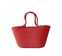 Hixingo Strohtaschen Damen Groß Kapazität Strandtasche Stroh Totes Taschen, Mode Sommer Boho Strand Gewebte Tasche Frauen Schultertaschen, Strohsack für Reisen und Urlaub (rot,one size)