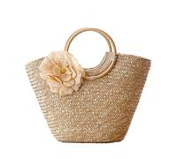 Hixingo Strohtaschen Damen Groß Kapazität Strandtasche Stroh Totes Taschen, Mode Sommer Boho Strand Gewebte Tasche Frauen Schultertaschen, Strohsack für Reisen und Urlaub (one size,Beige)