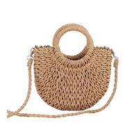 Hixingo Strohtaschen Damen Groß Kapazität Strandtasche Stroh Totes Taschen, Mode Sommer Boho Strand Gewebte Tasche Frauen Schultertaschen, Strohsack für Reisen und Urlaub (braun,24x26x8cm)