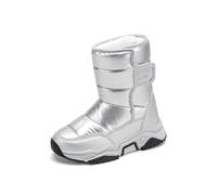 Hixingo Winterstiefel Mädchen 26-34 Gefüttert Warm Bequeme Mädchen Winterschuhe Schneestiefel Kinder Stiefeletten Mode Schuhe Rutschfeste Kinderstiefel (Silber,30)