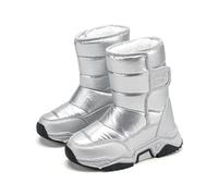 Hixingo Winterstiefel Mädchen 26-34 Gefüttert Wasserdicht Warm Bequeme Mädchen Winterschuhe Schneestiefel Kinder Stiefeletten Mode Schuhe Rutschfeste Kinderstiefel 2-13 Jahre (Silber,29)