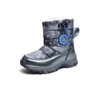 Hixingo Winterstiefel Mädchen Jungen 26-34 Gefüttert Warm Bequeme Mädchen Winterschuhe Schneestiefel Kinder Stiefeletten Mode Schuhe Rutschfeste Kinderstiefel (Grau,34)