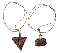 HiyyFloy Kleine Ledertaschen-Halskette, 2 Stück, Retro-süße -Halskette, Hängender Anhänger, Knebel-Halskette, Pullover-Kette, Scheiben-Halskette