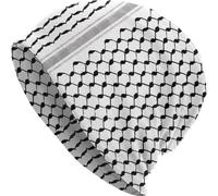 HiyyFloy Palestine Beanies Caps Schwarz Und Weiß Shemagh Skullies Cap Palästinensische Hatta Kufiya Volksmuster Hut Outdoor Unisex Ski Cap Für Jungen Mädchen