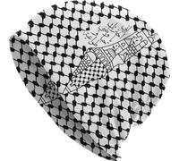 HiyyFloy Palestine Beanies Caps Schwarz Und Weiß Shemagh Skullies Cap Palästinensische Hatta Kufiya Volksmuster Hut Outdoor Unisex Ski Cap Für Jungen Mädchen