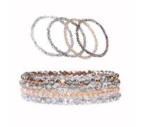 HJDJBD 4 Stück Damen Kristall Perlen Armband,Perlenarmband,Mehrschichtiges Steine Armbands,Armband Freundschaft,Perlen Armband,Beaded Bracelet,Glitzerarmband,für Paar,Freundschafts,Partner Armbänder