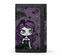 HJKBCV Geldbörse / Geldbörse mit Sichtfenster, dreifach gefaltet, mit Sichtfenster, für Herren, Damen, Einheitsgröße, Violett / Schwarz, Stil:, Einheitsgröße