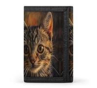 HJKBCV Geldbörse mit braunem getigertem Katzen-Motiv, dreifach gefaltet, Kreditkarten-Geldbörse, tragbar, Outdoor-Sport, Geldbörse, Münzgeldbörse mit Ausweisfenster, für Männer und Frauen, Stil,