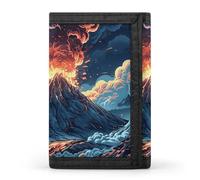 HJKBCV Zeigt eine dreifach gefaltete Geldbörse mit Volcano-Motiv, Kreditkarten-Geldbörse, tragbare Outdoor-Sportgeldbörse, Münzgeldbörse mit Ausweisfenster für Männer und Frauen, Stil, Einheitsgröße,