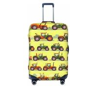 HJLUUFT Green Fields Reisegepäckhülle mit Farming-Maschinen-Druck, Kofferabdeckung, waschbar, kratzfest, Schwarz , XL