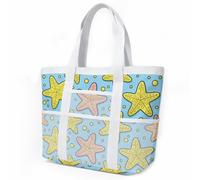 HJOSWVNS Strandtasche Gelb Blau Rosa Strandtasche mit Reißverschluss Handtaschen Beach Bag Handbag Faltbar Einkaufstasche Sandschutz Strandtaschen Badetasche Strand Tasche Pool Bag 33x32cm/1 Stück