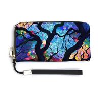 HJUQNGF Bugs And Leaves Handgelenktasche für Damen, lange Geldbörse, Reißverschluss, Clutch, großes Fassungsvermögen, Leder, Kredit- und Münzgeldbörse, Abstrakte Kunst der Bäume, 20.0*10.5cm