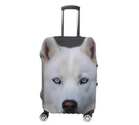 HJUQNGF Gepäckhüllen für 48,3 - 81,3 cm, blauäugiger weißer Husky-Koffer-Schutz, dehnbar, langlebig, Reisegepäckabdeckung, waschbar, kratzfest, Reisetaschenschutz, weiß, XL, Blumen und Tiere