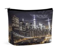 HJUQNGF Kosmetiktasche mit zwei Katzen, tragbar, große Kapazität, Reise-Make-up-Tasche, Beauty-Make-up-Organizer für Shampoo, Conditioner, Pinsel-Set, Make-up-Zubehör, New York Night, Einheitsgröße