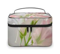 HJUQNGF Kosmetiktasche, tragbar, frische Blumenbilder, Kulturbeutel, große Kapazität, Reise-Make-up-Tasche, Beauty-Make-up-Organizer für Shampoo, Conditioner, Pinsel-Set, Make-up-Zubehör, weiß, weiß,