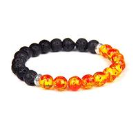 HJYUK Armband Damen, Stein Armbänder Bernstein Lavastein Naturstein Perlen Armbänder Chakra Armband Yoga Balance Freundschaftsarmband Schmuck Für Frauen Mädchen Jungen 23Cm