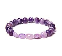 HJYUK Bergkristall Armband, Stein Armbänder Natur Amethyst Perlen Armband Chakra Armband Yoga Balance Freundschaftsarmband Meditationsgeschenk Schmuck Für Frauen Mädchen Jungen 21Cm