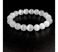 HJYUK Bergkristall Armband, Steinarmbänder Weiß Katzenauge Stein Naturstein Armband Chakra Armband Yoga Balance Freundschaftsarmband Mala Perlen Schmuck Für Damen Mädchen Jungen