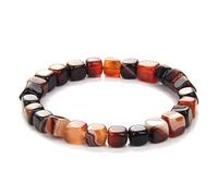 HJYUK Chakra Armband Echte Steine, Brauner Achat-Turmalin-Quadrat-Stein-Armbänder, Steinperlenarmband, Verstellbares Freundschaftsarmband, Weihnachtsschmuck, Geschenk Für Frauen, Mädchen, Jungen