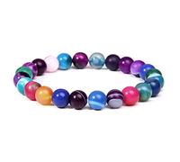 HJYUK Chakra Armband Echte Steine, Stein Armbänder Bunte Achat Naturstein Perlen Armbänder Chakra Armband Yoga Balance Freundschaftsarmband Schmuck Für Frauen Mädchen Jungen 21Cm
