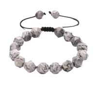 HJYUK Chakra Armband, Schwarzes Granit-Perlenarmband Mit Mehreren Facetten, Steinperlenarmband, Verstellbares Freundschaftsarmband, Weihnachtsschmuck, Geschenk Für Frauen, Mädchen, Jungen