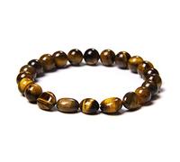 HJYUK Edelstein Armband, Steinarmbänder Unregelmäßige Natürliche Tigerauge Steinarmbänder Perlenarmband Einstellbar Yoga Freundschaftsarmband Weihnachtsschmuck Geschenk Für Frauen Mädchen Jungen 23Cm