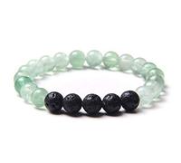 HJYUK Perlen Armband, Stein Armbänder Natürliche Grüne Fluorit Perlen Armband Chakra Armband Yoga Balance Freundschaftsarmband Schmuck Für Frauen Mädchen Jungen 17Cm
