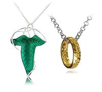 HJYZY 2 Stück Arvens Abendstern Elfengrüne Lorien-Brosche / Halskette Elfen Schmuck Damen Halskette mit Ring Anhänger Schmuck