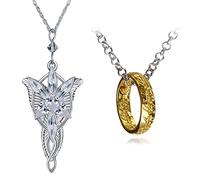 HJYZY 2 Stück Arvvens Abendstern Halskette Elfen Schmuck Damen Halskette mit Ring Anhänger Schmuck